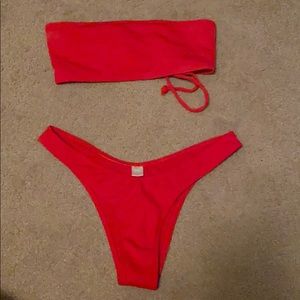 Red Ribbed Bikini